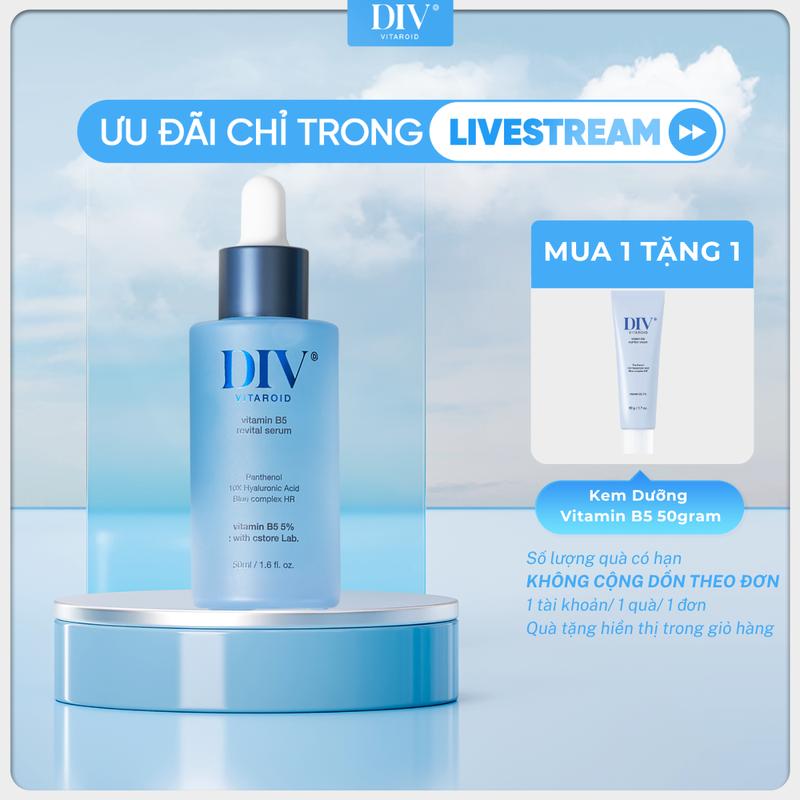 [HỨA NGÂN x DIV] Serum Hỗ Trợ Dưỡng Ẩm Làm Dịu Da 5% Panthenol Vitamin B5 DIV Tạo Hàng Rào Bảo Vệ Da Revital Serum 50ml
