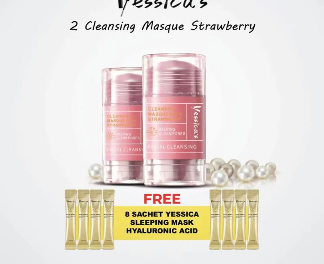 Masker Wajah Tea Tree & Strawberry Anti Pores & Acne Clay Stick Mask masker  stick