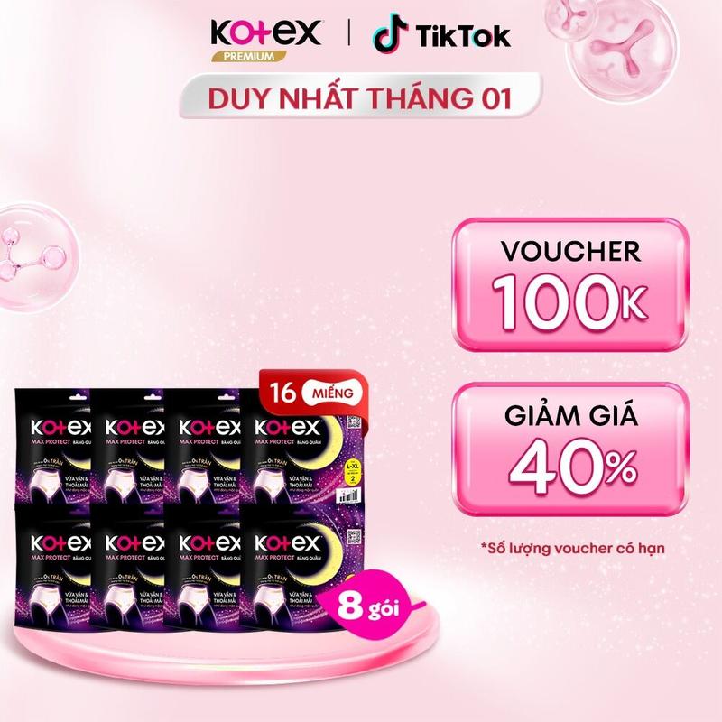 QUÀ TẶNG HOT 16 miếng băng vệ sinh quần Kotex cỡ L XL 2 miếng gói chống tràn thấm hút tốt thoáng khí không lộ viền siêu mỏng phù hợp sử dụng ngày và đêm dành cho phụ nữ mang thai và sau sinh miễn phí vận chuyển bvs chính hãng tampon
