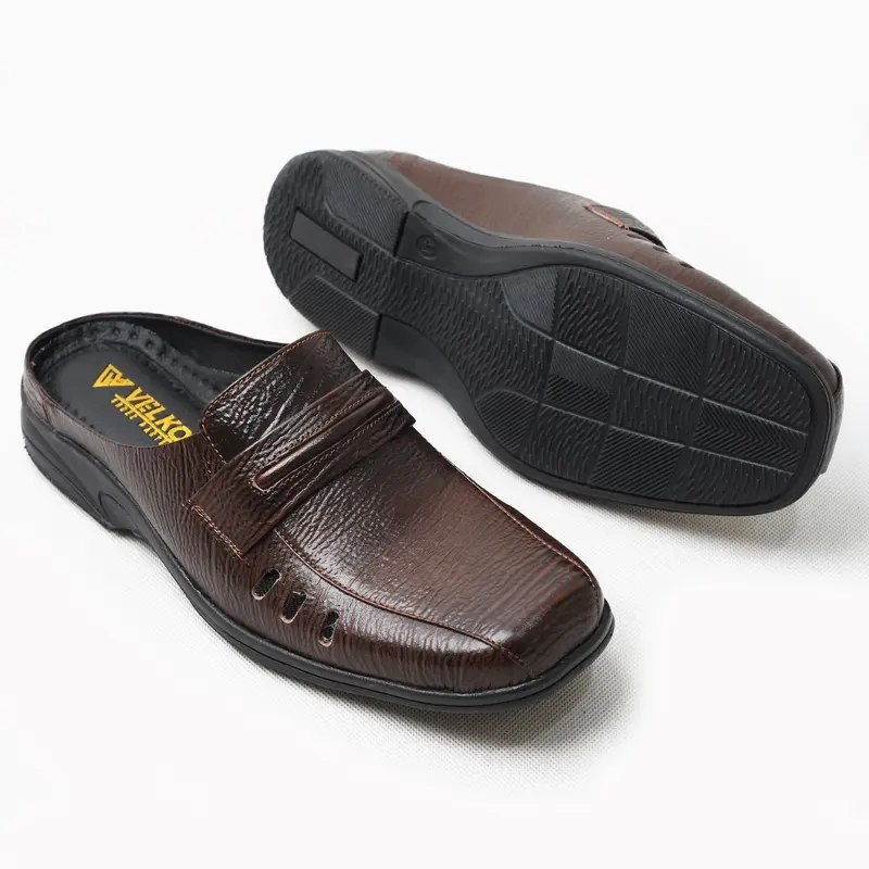 Sepatu Slop Pria Bustong Sepatu Sandal Kulit Sapi Asli Original Velko SLB - 05 sepatu sandal kulit asli Shoes 0