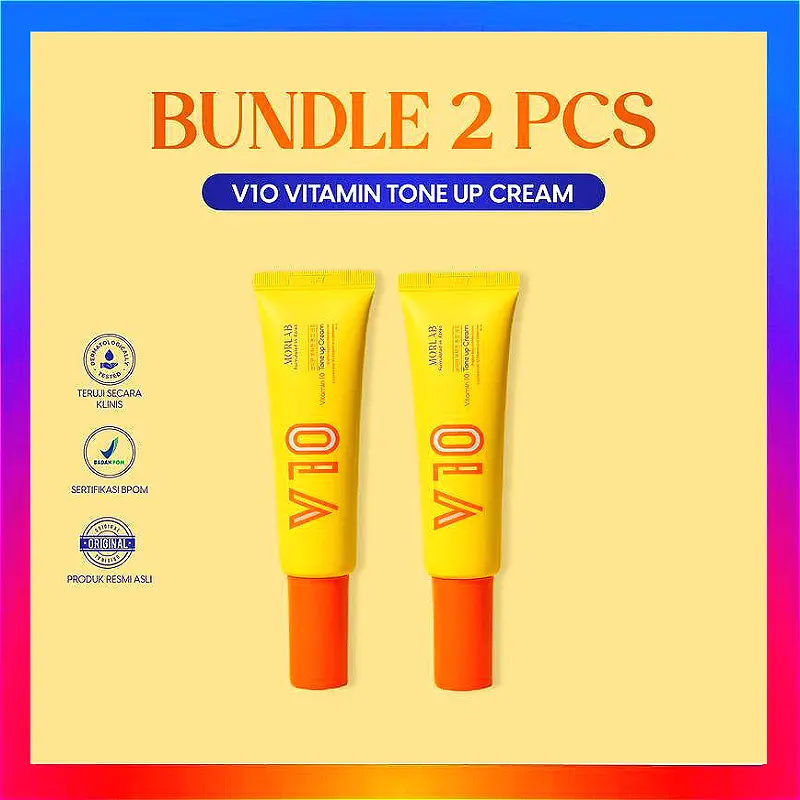 MORLAB - BUNDLE 2 PCS MORLAB V10 VITAMIN TONE UP CREAM Berminyak Hitam Kusam Mencerahkan Wanita Wajah Berjerawat