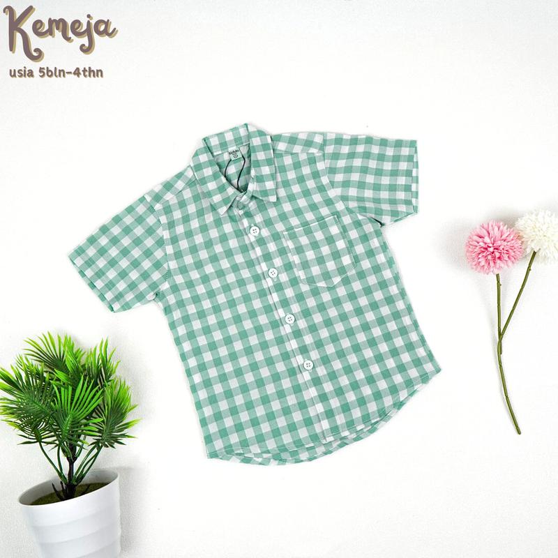 Kemeja Dan Dres Couple Anak Motif kotak kotak 2