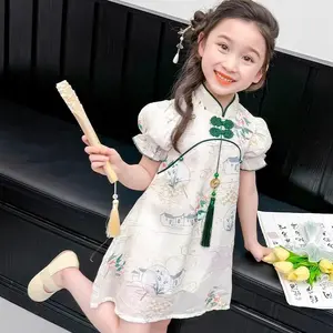 Ready Gaun Anak Perempuan Cheongsam Antik Gaya Cina Musim Panas Baru Bordir Indah Rok Hanfu Kuno Putri Peri Super Fashion Cantik T27