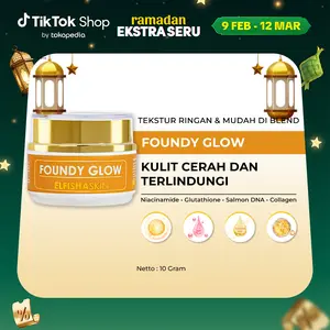 [BEST SELLER] Elfisha Skin Foundy Glow Ori - Base Makeup Mencerahkan dan Menyamarkan Noda Hitam10g (DNA Salmon, Niacinamide, UV Filter, Collagen) Skincare Multifungsi dan Tone-Up Tanpa Efek Abu-abu
