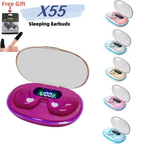 Tai nghe ngủ X55 tai nghe không dây âm thanh nổi HIFI chống thấm nước micro tích hợp chức năng giảm tiếng ồn thích hợp cho người dùng Android và iOS mua 1 tặng 1 Ưu đãi cáp đính kèm 