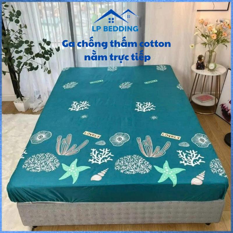 Ga giường chống thấm cho bé chất liệu cotton nằm trực tiếp không bí không sột soạt