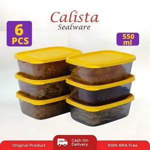 Calista Furano Smoke 6 pcs Set Kecil Ukuran 550 ml Wadah Set Kotak Penyimpanan Cemilan Toples Plastik Set Food Preparation Plastik Gaya Korea Makanan Hitam