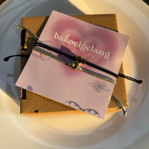 (2Pcs) FREE BOX Gelang couple mine and yours tali hitam dan silver serut bahan giok lembut anti air manik minimalis korean style viral pasangan bestie sahabat