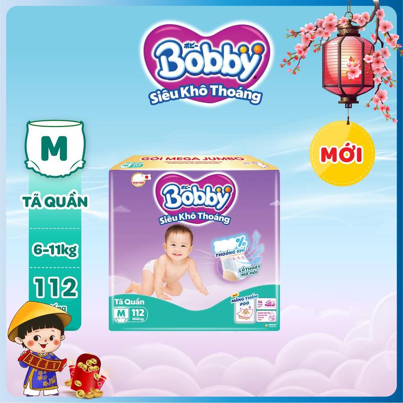 Bobby Tã bỉm quần Siêu khô thoáng M112 L96 XL84 XXL76