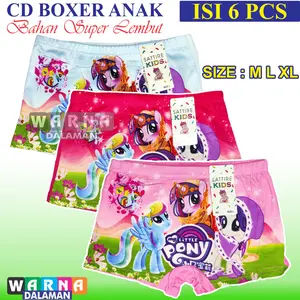 6 Pcs Boxer Anak Perempuan Gambar Kartun Celana Dalam Anak Bahan Lembut Banget WARNA DALAMAN