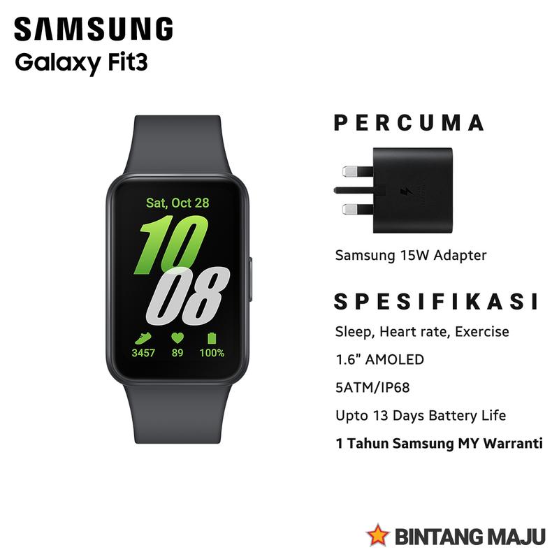 Samsung Galaxy Fit3 (Gray, Silver, Pink Gold) Bluetooth Fitness ...