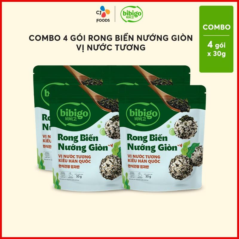 miễn phí vận chuyển khuyến mãi Combo 4 gói Rong biển rắc cơm Bibigo vị Nước tươ