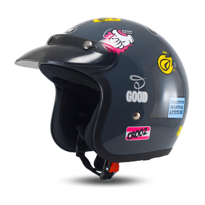 Rsix Helm Retro Bogo Wanita Pria SNI Terbaru Motif Grafity Helmet Kaca Motorcycle 7