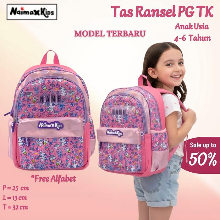 Gambar Tas Sekolah Anak Perempuan PG TK Medium Karakter Rabbit Strawberry | Tas Anak Cewek Motif Strawberry Cute dari NaimaxKids.id Kota Tangerang Tokopedia