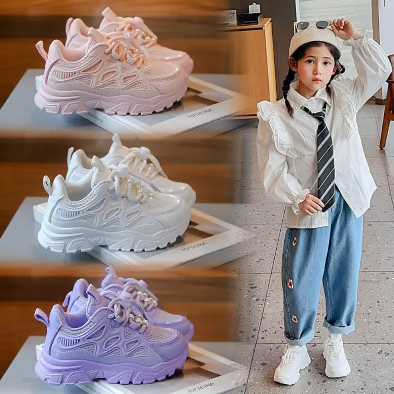 Spring and autumn new mesh breathable sports shoes for girls
