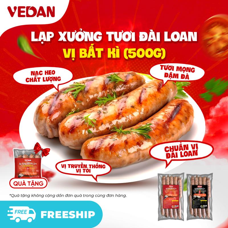 LIVE Lạp Xưởng Tươi Đài Loan VEDAN Loại Đặc Biệt - Nạc Heo Chất lượng Vị Ngon Chuẩn Đài
