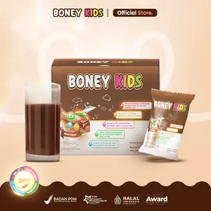 NEW LAUNCH Boney Kids Rasa Cokelat Protein Tinggi Kalsium Suplemen Herbal Isi 10 Sachet BPOM untuk Anak 3-13 Tahun
