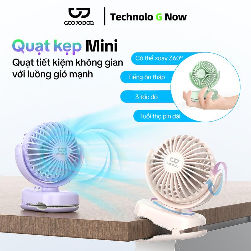   GOOJODOQ   Quạt kẹp mini-  để bàn tiện lợi có thể xoay 360 độ giảm tiếng ồn 3 tốc độ gió 
