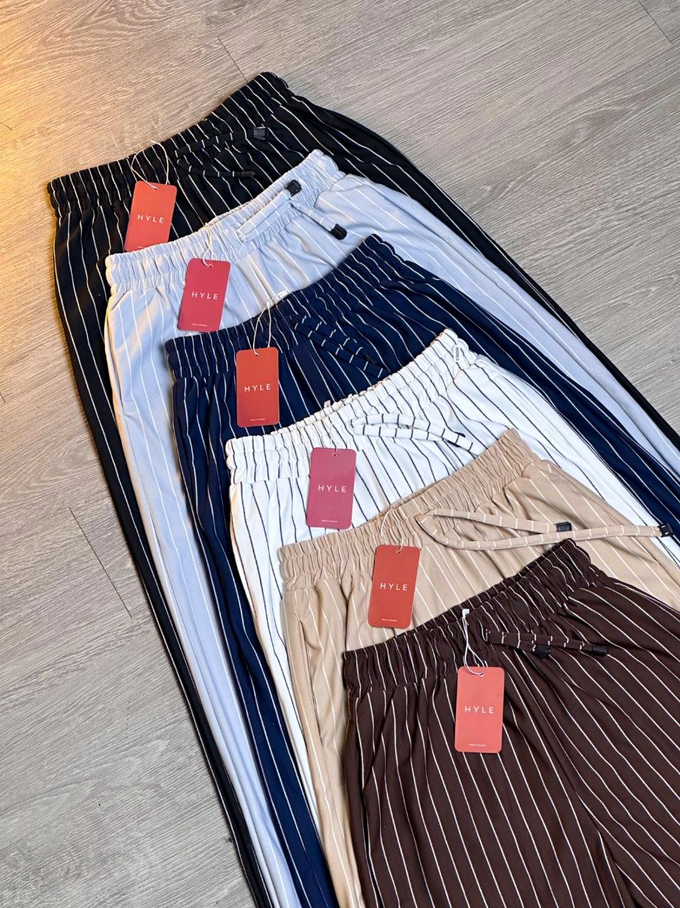 HYLE [ Special TAP ] Everyday Pants Stripe Bangkok Celana Panjang Wanita Baggy Loose Basic Motif Garis Salur Formal Casual untuk Daily Kuliah dan Aktivitas Outdoor