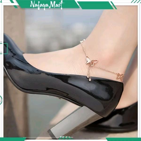 Gelang Kaki Alloy Korea dengan Liontin Butterfly Kupu-Kupu Rantai 1