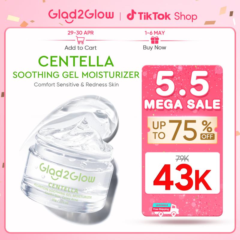Glad2Glow Gel Moisturizer Centella Allantoin Soothing  30g/55/100g Berjerawat Wajah Acne care Calming Cooling soothing Lactic Silver Pelembab Acid Hyaluronic Bruntusan Perawatan Hitam Berminyak Hydrating G2G Skincare beauty Mencerahkan Glycolic 0