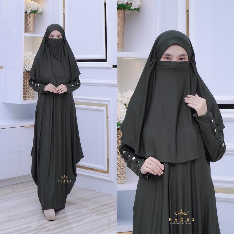 Alzah - Abaya Inara Jo2 Jersey Set Hijab Dan Niqob Bahan Jersey Wanita Remaja Dewasa Muslim Simple Elegan Kekinian Indah Nyaman Gamis Syari 5