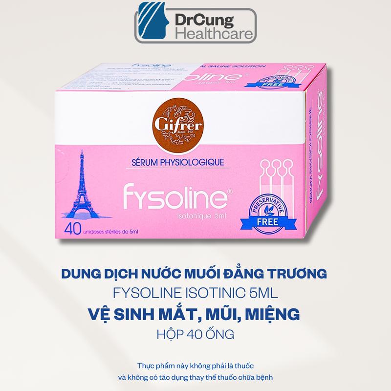 Fysoline Isotinic Gifrer 5ml Màu Hồng Hộp 40 ống Dung dịch nước muối đẳng trương Hỗ trợ vệ sinh mắt, mũi, miệng cho trẻ sơ sinh, trẻ nhỏ và người lớn