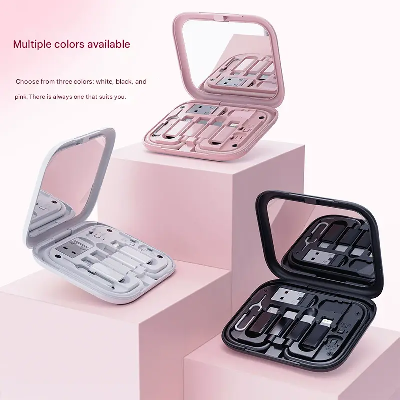 Square Multifunctional Data Cable Storage Box 60W Fast Charging Cable Adapter Storage 6 In 1 Mobile Phone Holder Charging Cable