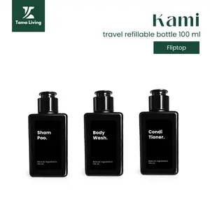 TAMA LIVING Kami Hitam Botol Refill Sabun Shampoo Conditioner 100 ml Botol Sabun Travelling Fliptop