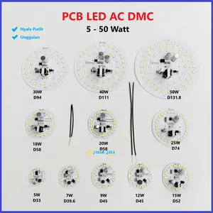 PCB LED AC DMC 5 7 9 12 15 18 20 25 30 40 50 Watt Lengkap PCB Lampu Led Mesin Lampu LED Putih Terang