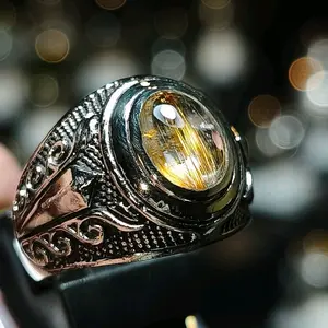 BATU KECUBUNG SERAT EMAS ring size 8