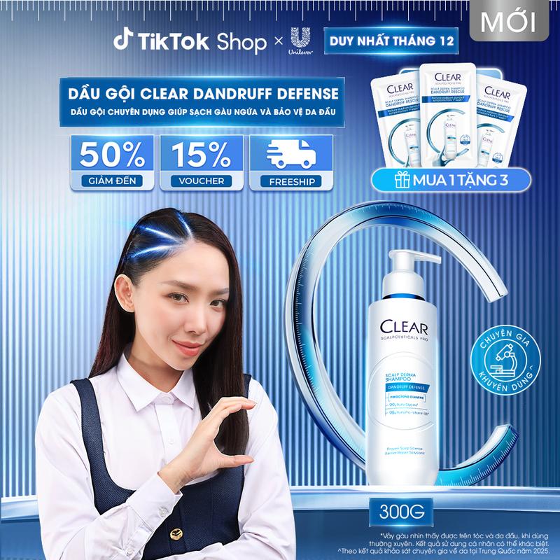   5  DẦU GỘI CHUYÊN DỤNG GIÚP SẠCH GÀU NGỨA VÀ BẢO VỆ DA ĐẦU Clear Dandruff Defense 300G 