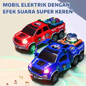 Mainan Mobil Polisi Pick-Up Anak Bisa Bersuara Lampu Pintu Dibuka Muter 360° Musik Warna Campur Mobil Elektrik Dengan Efek Suara Super Keren