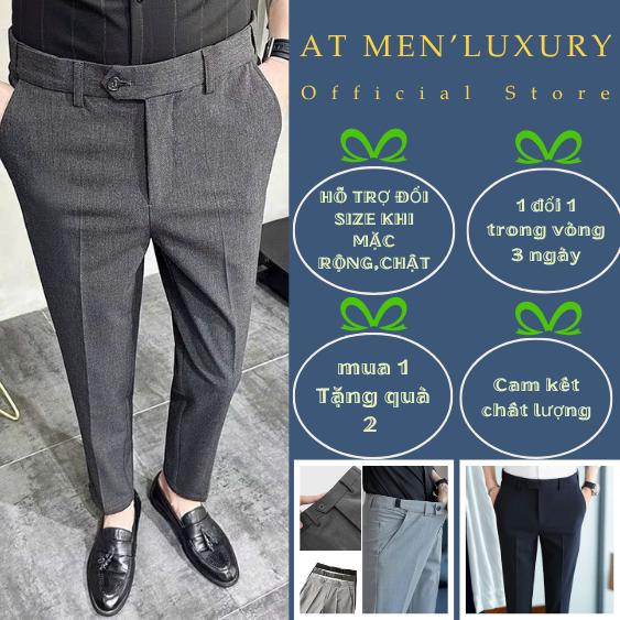 Quần Tây Âu Nam Cao Cấp Cạp Chun Sườn Ẩn 2 Bên Dáng Hàn Quốc, Vải Cotton pha sợi spandex Lạnh Cao Cấp, Co Giãn 4 Chiều