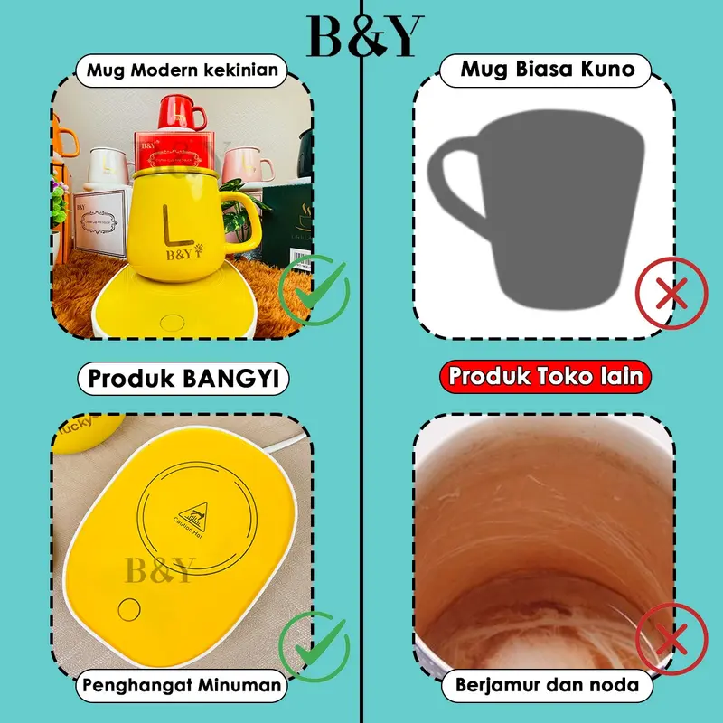 Gelas Keramik Elektrik / Mug Dengan Tatakan Penghangat Elektrik / Set Gelas Keramik / Mug Cangkir Elektrik 5