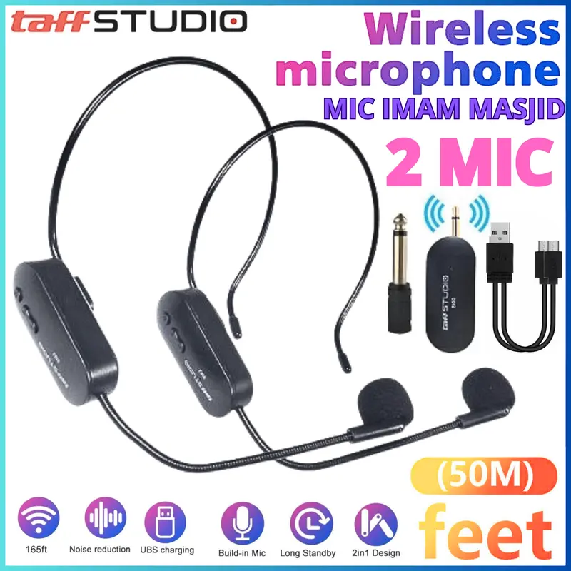 TaffSTUDIO Mik Microphone Wireless Terbaik Mic Imam Sholat 2.4G Headset 2 PCS with Receiver - SI02 0