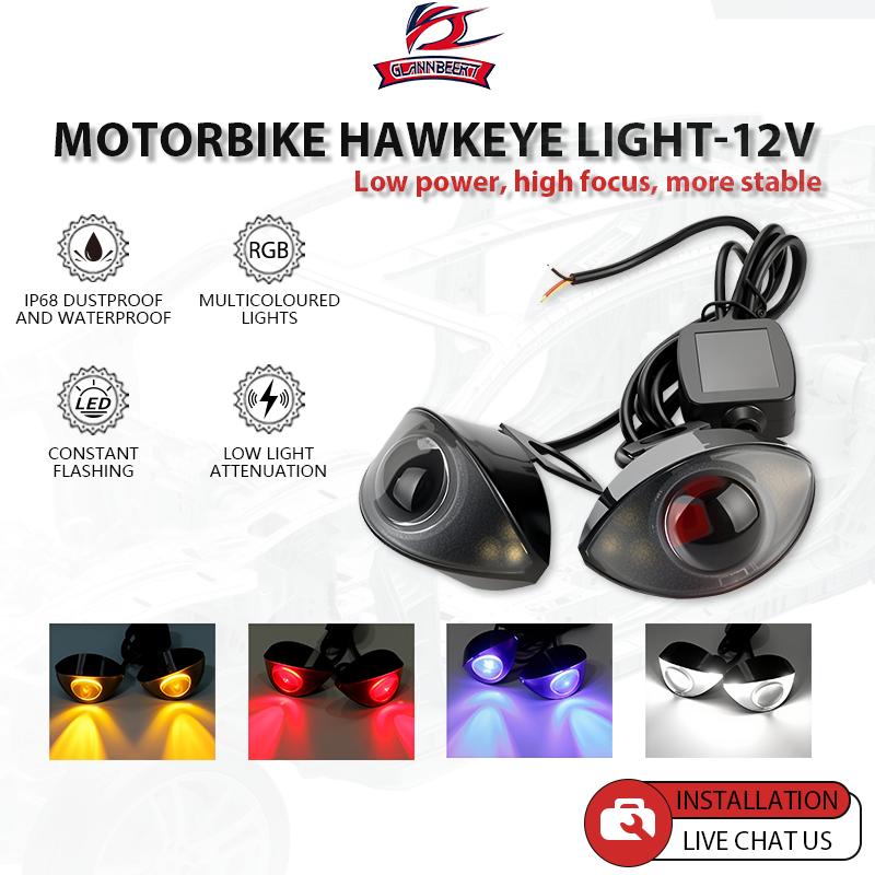 Đèn Lái Xe Mini, 2 Chiếc, Đèn Mắt Đại Bàng LED, Có Bộ Điều Khiển, Đèn Chạy Ban Ngày, Đèn Đuôi Moto, Đèn Tín Hiệu Rẽ, Đèn Nhấp Nháy, Thích Hợp Cho Xe Máy, 12V, Phụ Kiện Sửa Đổi