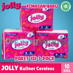 [ 3 PACK ] Tissue JOLLY Kuliner Coreless isi 10 Roll Embossed / Tisu Makan Gulung