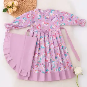 Gamis anak rempel motif bunga dan karakter plus hijab Baju Muslim Syari