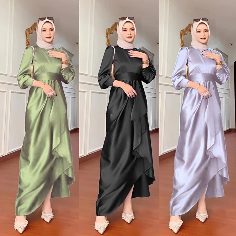NEW ARRIVAL - JUSI YEZZI DRESS FULL SATIN VELVET PREMIUM MAXY//GAMIS WANITA BRIDESMAID SILK POLOS MEWAH FREE BELT BISA ADJUST SESUAI KEINGINAN 1