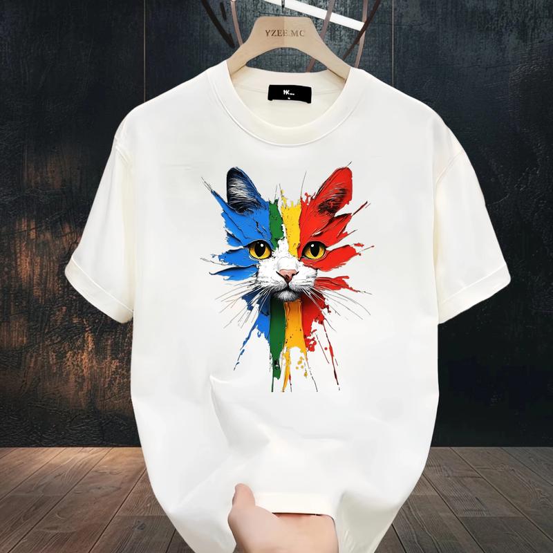 Áo Thun Cotton, Cỡ Lớn, Dành Cho Nam Và Nữ, ngắn Tay, Thích Hợp Cho Mùa Hè, Phong Cách Cổ Điển Và Hợp Xu hướng Dáng Rộng Vừa Vặn, Thiết Kế In, Thích Hợp Cho Các Cặp Đôi, Tay Lửng, 2025 3