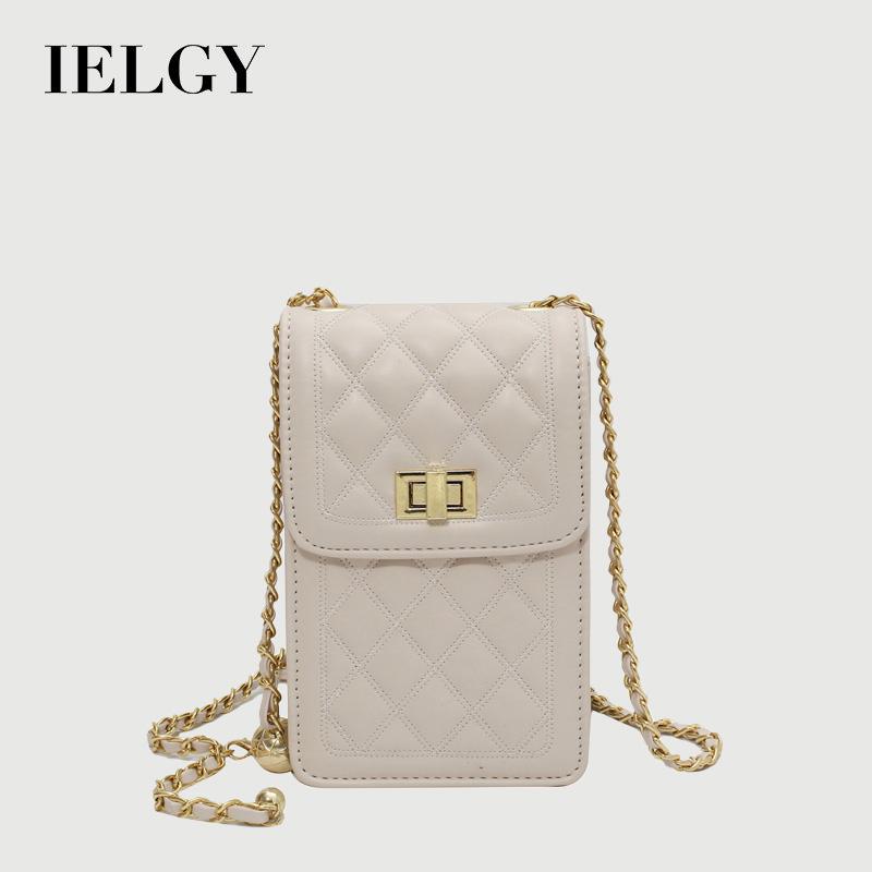  Túi Đeo Chéo Họa Tiết Kim Cương IELGY Có Dây Xích Màu Vàng Để Đựng Điện Thoại Tiện Lợi Bag Nữ 