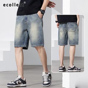 Quần Short Jean Nam ECOLLECT QS33 - Denim Vintage Rộng Rãi, Thoải Mái Cho Mùa Hè 2025