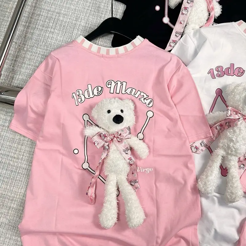 [LUCY STORE HN] A34 Áo phông chòm sao hình in kèm gấu nơ chất cotton mềm mịn