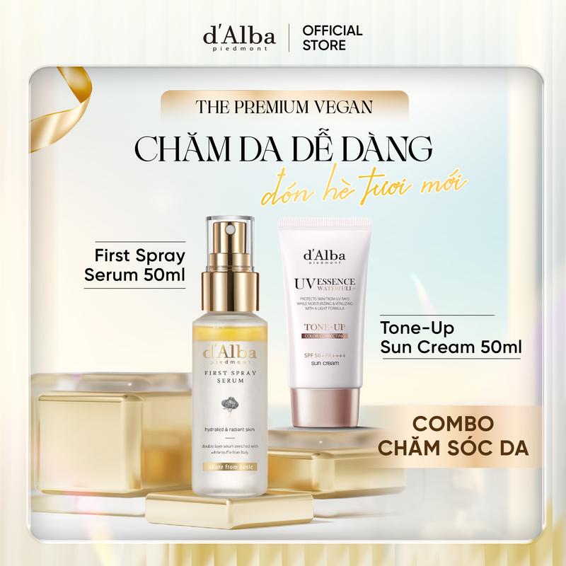 [CB50ml&50ml] Combo Serum dạng xịt [First Spray] d'Alba White Truffle 50ml & Kem chống nắng d'Alba Waterfull Tone-Up Sun Cream 50ml Skincare