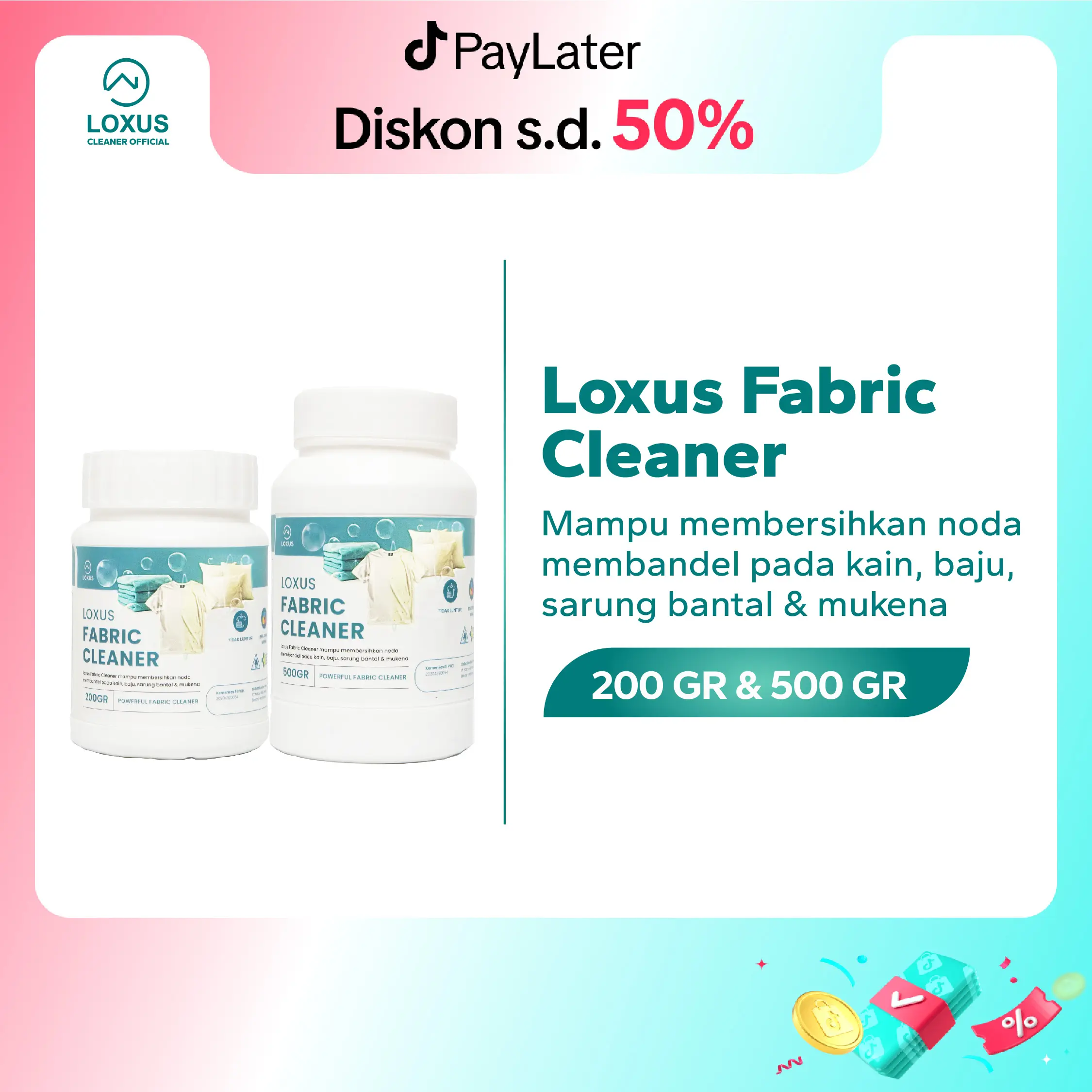 Loxus Fabric Cleaner Pembersih Noda Baju Kain Sarung Bantal Jamur Putih