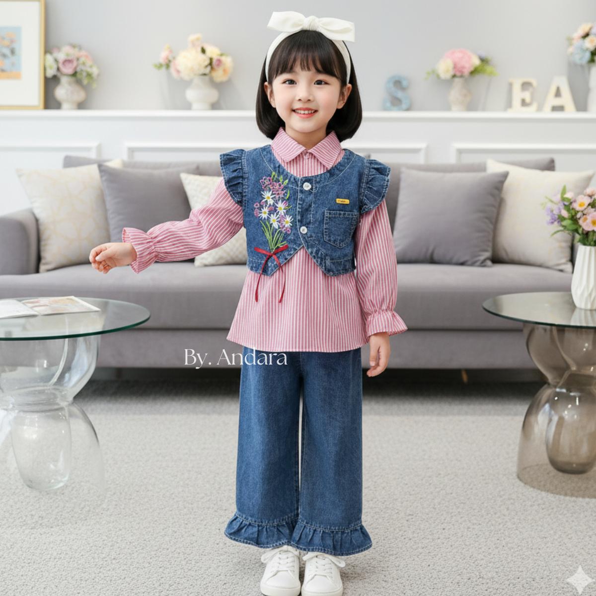 Setelan Nayyara Rompi Salur Lepas Jins Bordir Bunga + Pita merah anak Perempuan Usia 3 - 10 Tahun Model Nayyara Jeans Mix Katun salur Rompi Bordir Bunga Koreans Style Celana Jeans Usia 3 - 10 Tahun Set Bordir Love Model Korean Style terbaru Lebaran 2026 Setelan Nayyara Rompi Salur Lepas Jins Bordir Bunga + Pita merah anak Perempuan Usia 3 - 10 Tahun Model Nayyara Jeans Mix Katun salur Rompi Bordir Bunga Koreans Style Celana Jeans Usia 3 - 10 Tahun Set Bordir Love Model Korean Style terbaru Lebaran 2026