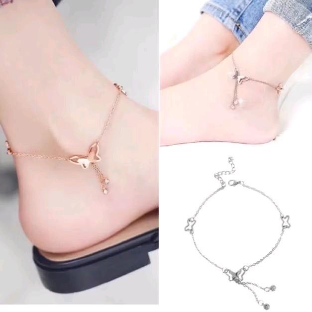 Gelang Kaki Alloy Korea dengan Liontin Butterfly Kupu-Kupu Rantai 5
