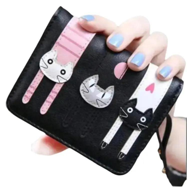 DOMPET TRY CAT Dompet Wanita lipat Dompet pendek lucu 2 mini murah Kulit Kartu 2