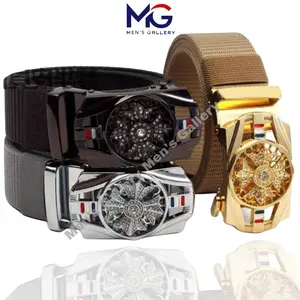 Sabuk Pinggang Pria Wanita Kanvas Kepala Besi Ikat Pinggang Pria Wanita Nylon Otomatis Model Kincir Putar Fashion Nable Gesper Pria Wanita Kepala Berputar